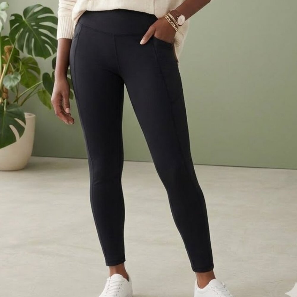 Woobilly XL Black High Waisted Butt Lifting Tummy Control Pocket Leggings Shapin